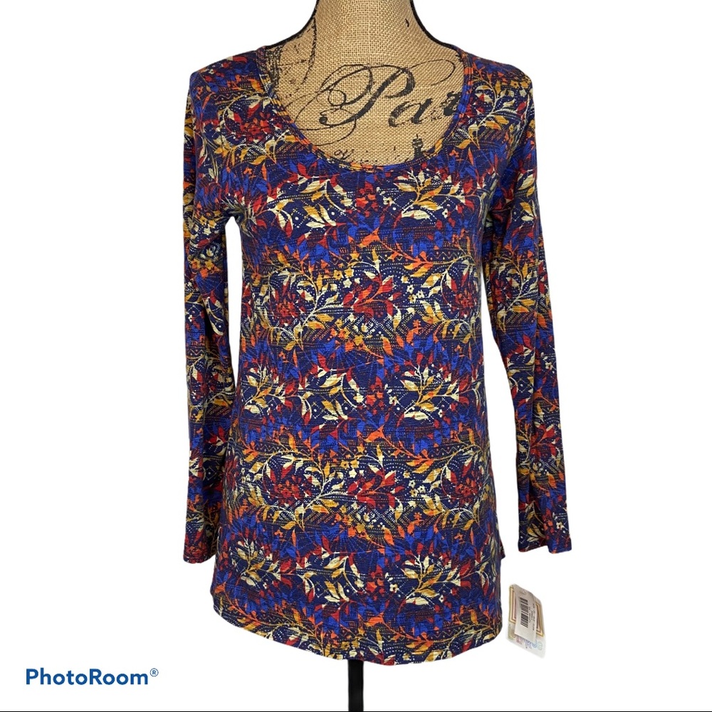 LuLaRoe Lynnae High-Low Floral Top XS NWT Boho Jewel Tones